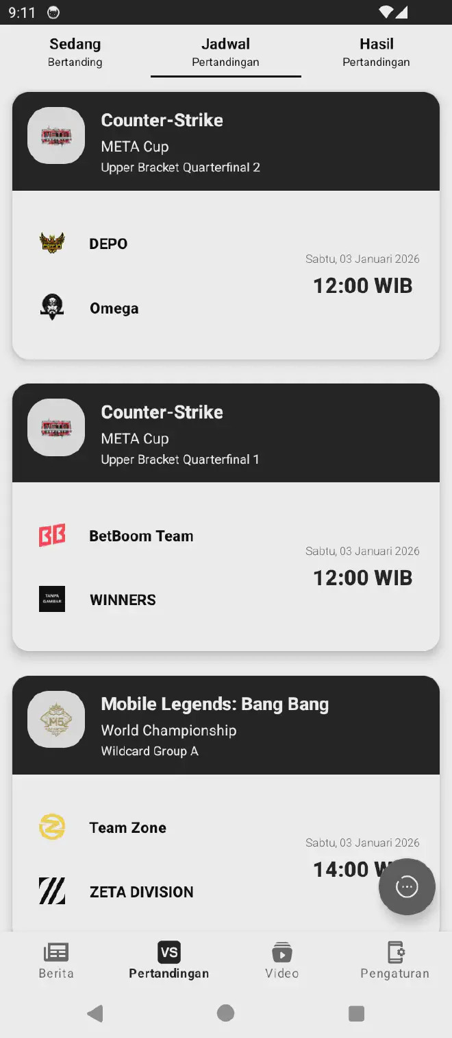 Aplikasi Jadwal Pertandingan
